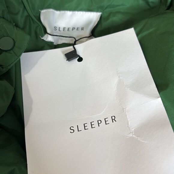 NWT SLEEPER Puffer Jacket in Green with Pearl Details Size L/XL NWT $450 - Picture 9 of 9